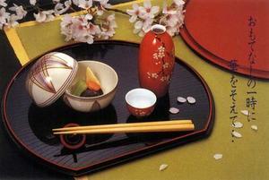 紀州漆器 両面半月膳 ３６ｃｍ 