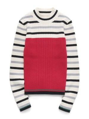 Lily Brown (リリーブラウン)  ボーダー切替ニットトップス