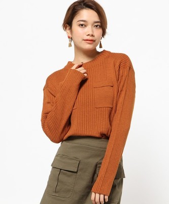 ワイドリブポケットニットプルオーバー