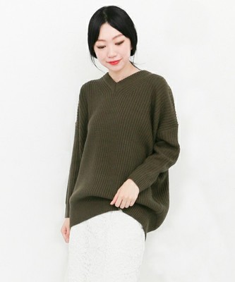 KBF+ ビックVネックニット