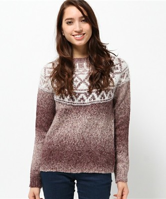 モールWメランジ求心ネイティブ柄長袖PO