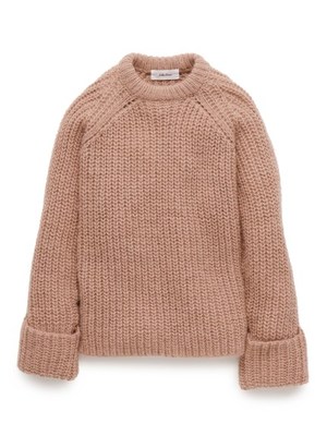 スリーブ折り返し畦ニットプルオーバー