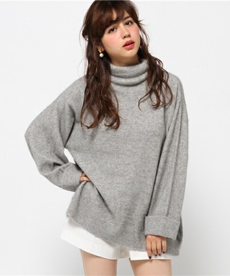 snidel／ラクーンハイネックミニニットワンピース