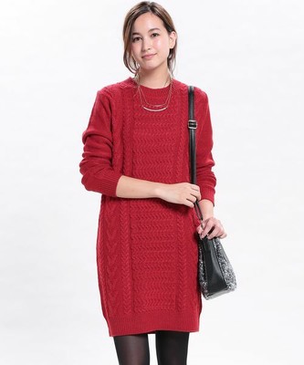 （ViS） ロービング糸ケーブル入りニットワンピース
