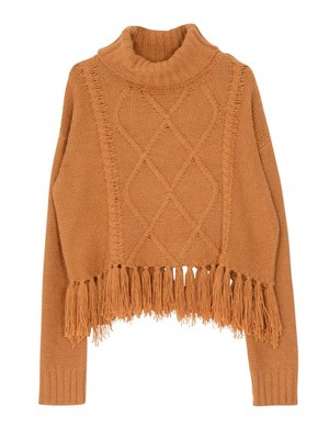 【W】フリンジケーブルニット