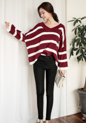 ワイドボーダールーズVニット