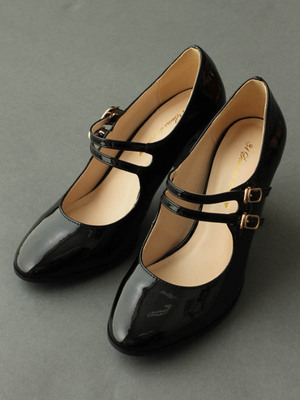 チャンキーヒールストラップパンプス