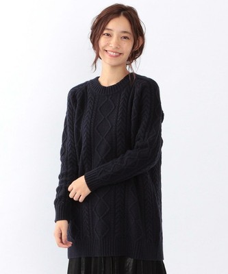 ケーブルロングニットプルオーバー