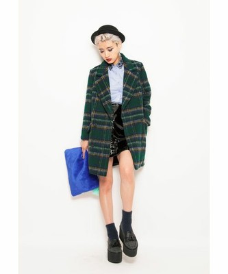 モヘアタータンチェックコート