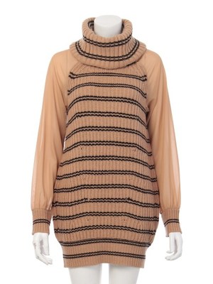 シースルースリーブニットワンピース