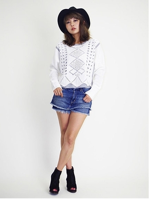 デニムレイヤードショートパンツ