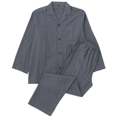 オーガニックコットンフランネルパジャマ　紳士Ｓ・ネイビー×柄