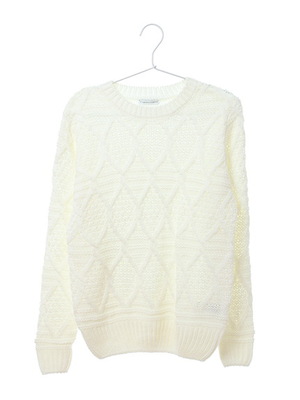幾何学柄編クルーネックプルオーバー