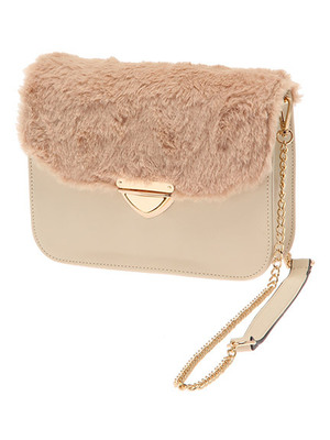 ファー付切り替えポシェット