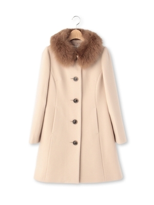 フォックスファーつきステンカラーコート