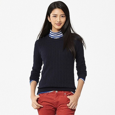 ＷＯＭＥＮ　コットンカシミヤケーブルクルーネックセーター（長袖）