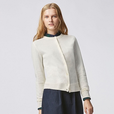 カシミヤクルーネックカーディガン