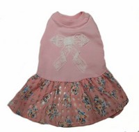 オリジナルレースリボン×フラワースカートワンピースピンク