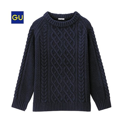 ウールブレンドケーブルセーター（長袖）