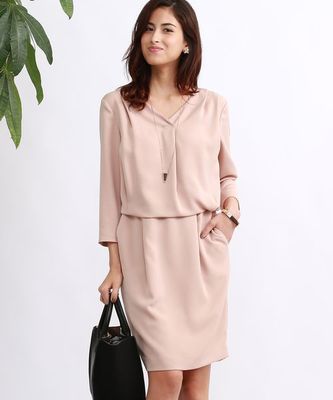 【Oggi×ROPE'コラボ】Vネックポケット付きとろみワンピース