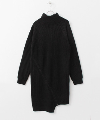 CUT バイアスファスナーニットワンピース