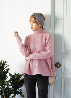 フレアヘムタートルネックリブニット・全4色・t45564