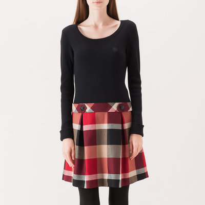 クレストブリッジチェック　ニットコンビワンピース