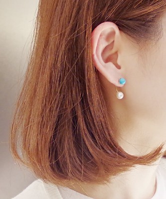 ターコイズ パールキャッチ ピアス