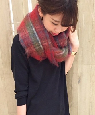 【LOCHCARRON 】モヘヤチェックストール◆