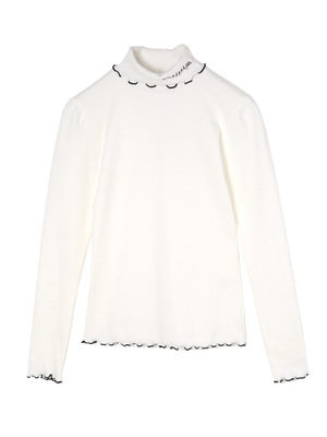 ハイネックリブトップス