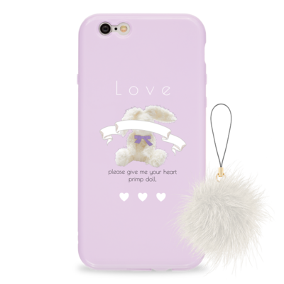 love please rabbit ケース パープル ファー付き
