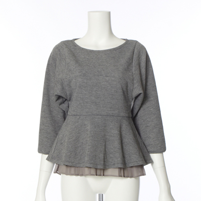 プリーツレイヤードペプラムプルオーバー