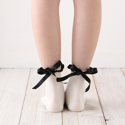 バックサテンリボンショートソックス