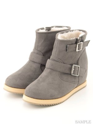 【R&E】ベルテッドインヒールムートンブーツ