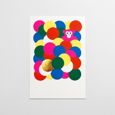 小山麻子デザイン 年賀状【サル/ピンク】