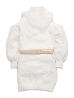 ベルト付きニットワンピース