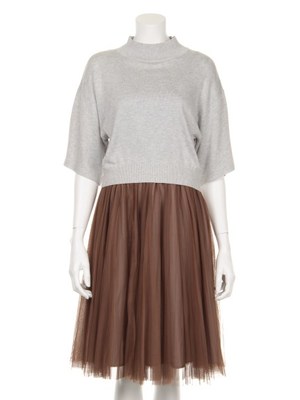 FRAY I.D (フレイアイディー)  ルーズニットチュールワンピース