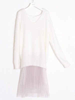 FRAY I.D (フレイアイディー)  アンゴラコンビプリーツワンピース