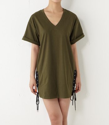 SP SIDE LACE UP Vネック OP