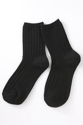 カシミヤ混直角ヒールリブソックス