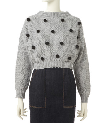 ドットボトルネックニットトップ