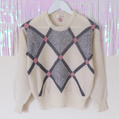 70's PINK POINT DIAMOND Knit