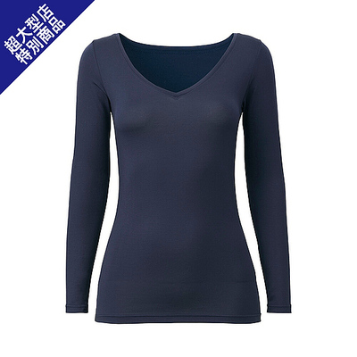 WOMEN ヒートテックVネックT(長袖)