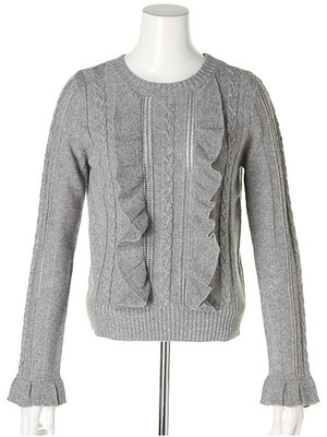 フリルケーブルニット