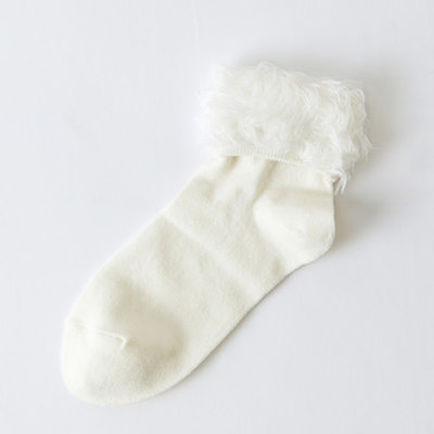 ゴム口折り返しふさふさショートソックス