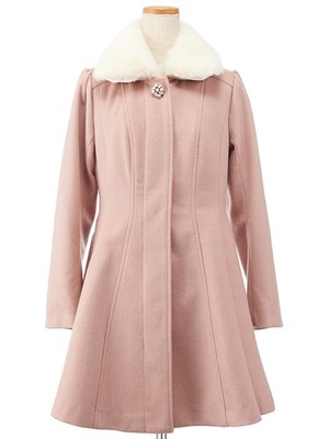 ファーツキビジューフレアーコート