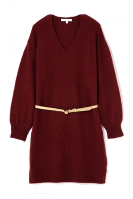 ベルト付Ｖネックニットワンピース