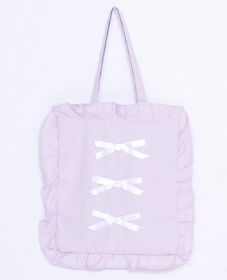 サテンリボン フリルトートBAG ラベンダー