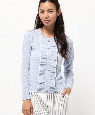 ラッフルフリル使いカノコ編みニット