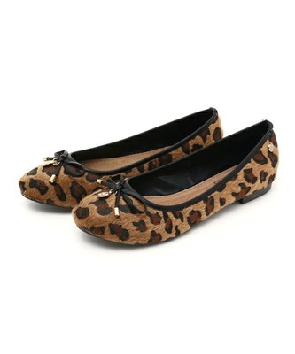 ラウンドトゥ リボン アニマル バレエシューズ